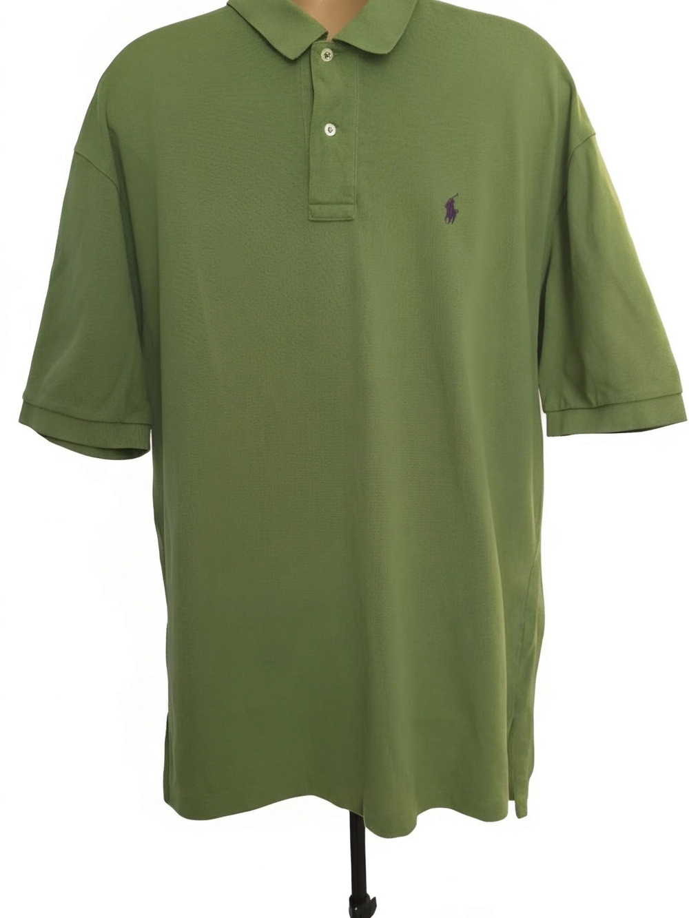 Polo Ralph Lauren Men’s Green 100% Cotton Knit Polo, XL, Logo Pony Vtg